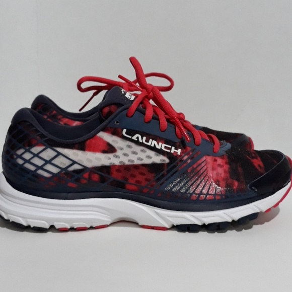 red white and blue brooks shoes